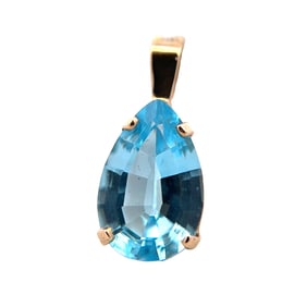 Blue Topaz Pendant, 14K Gold