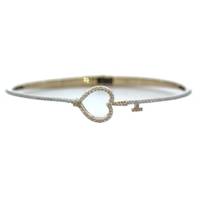 10K Gold Diamond Hinged Bangle Bracelet