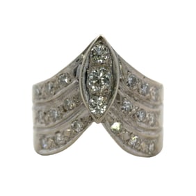 0.72CTW Diamond Curved Band Ring, 14K White Gold