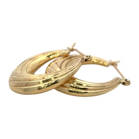 14K Gold Oval Hoop Earrings