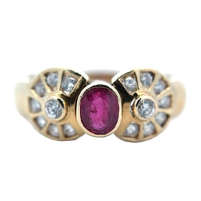 0.35ct Oval Ruby and Diamond Ring, 14K Gold