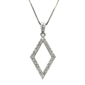 14K White Gold Kite Shape Pendant with Diamonds