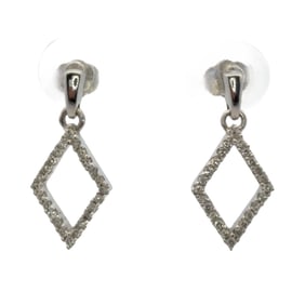 14K White Gold Kite Dangle Earrings with Diamonds