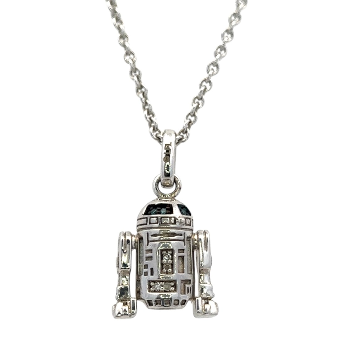 Star Wars R2D2 Pendant with Crystal in Sterling Silver