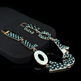 Turquoise "I Love You" Bracelet 18K Yellow Gold