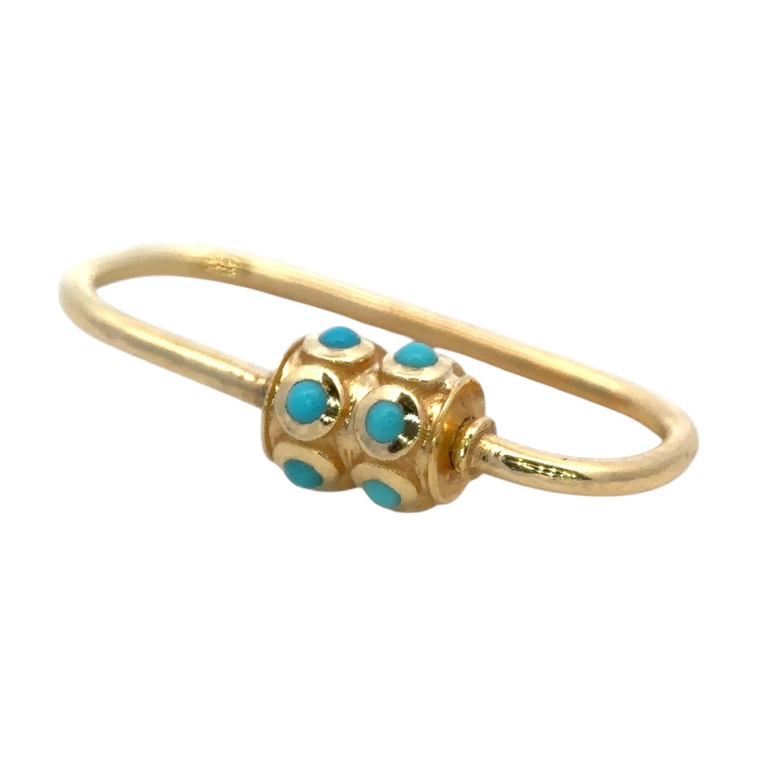 Turquoise Locking Charm in 18K Yellow Gold: Metal type: 18k yellow gold, Gemstones: Turquoise, Design: Locking charm, Measurement: 0.75" L, Weight 1.0 gram