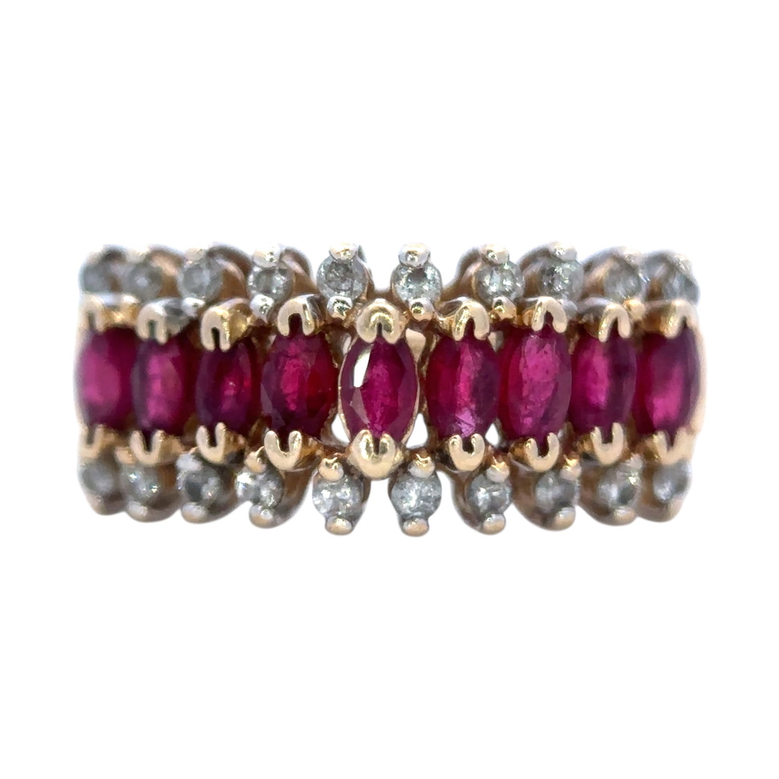 14K Yellow Gold Designer Ring with Ruby and Diamond (1 of 5)