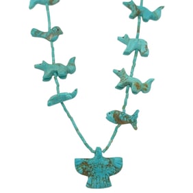 Vintage Estate Native American Turquoise Fetish Necklace