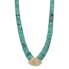 Estate Native american Navajo Silver Bead, Turquoise and Coral Necklace