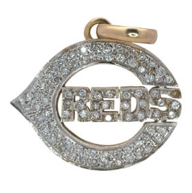 Cincinnatti Reds 14K Yellow Gold Pendant with Pavé Diamond