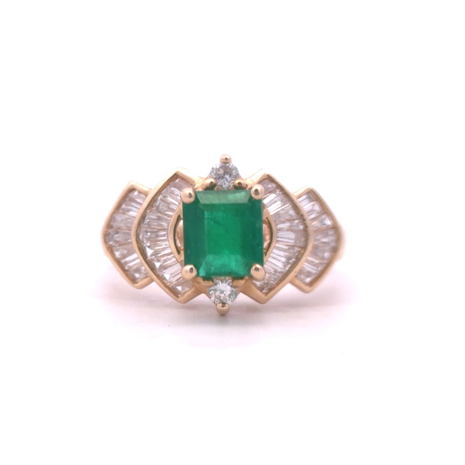 14K Yellow gold Ring with Emerald and Diamond (1 of 5)