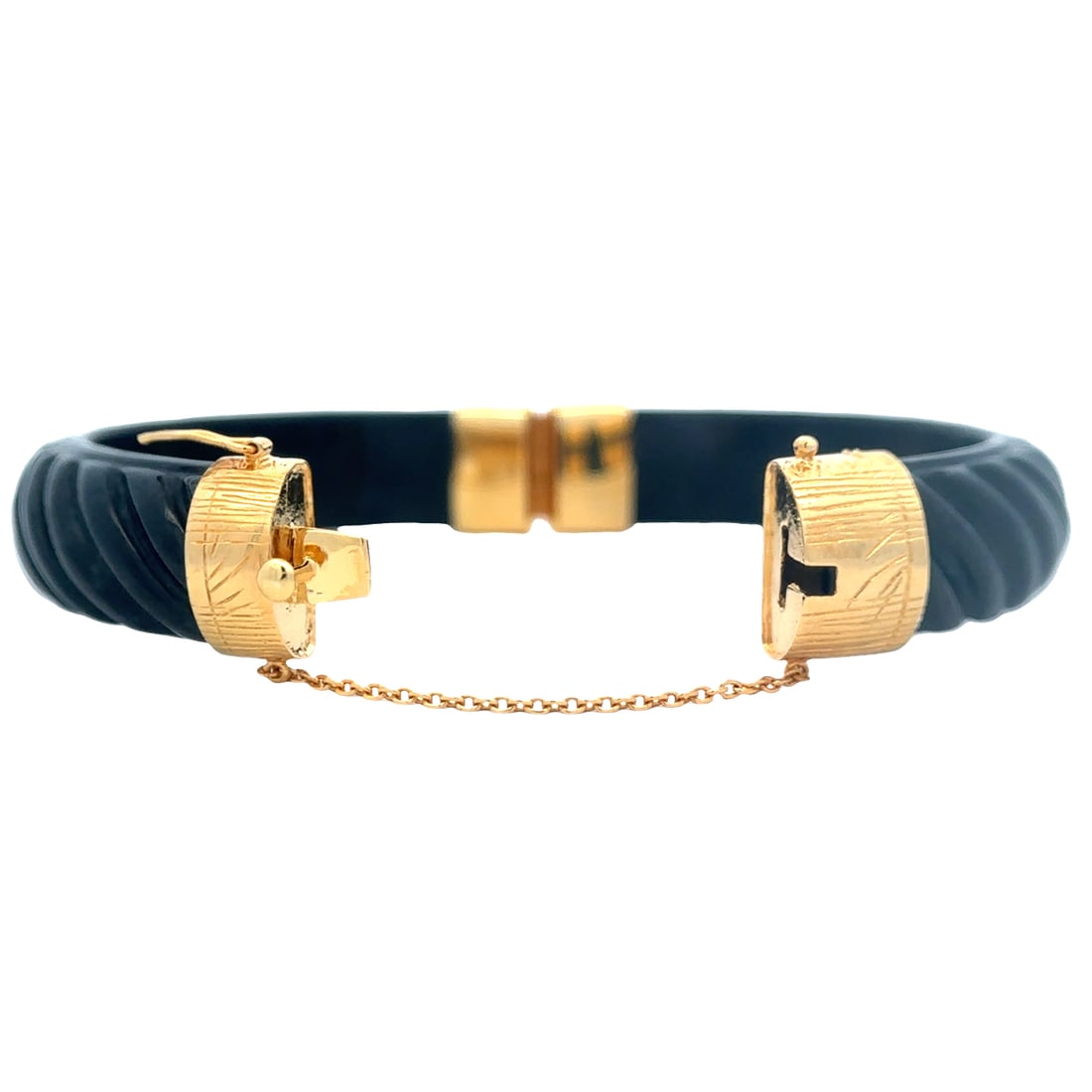 Carved Onyx Hinged Bangle Bracelet (1 of 8)