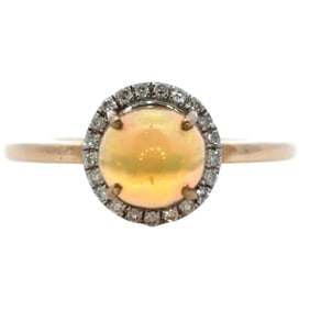 Ethiopian Opal and Diamond Ring in 10K Yellow Gold