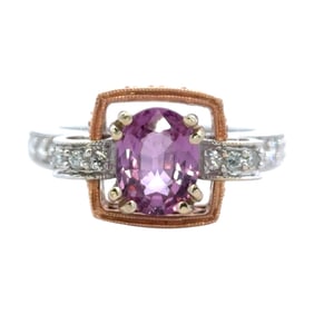 1.51ct Pink Tourmaline and Diamond Ring in 18K White and Rose Gold
