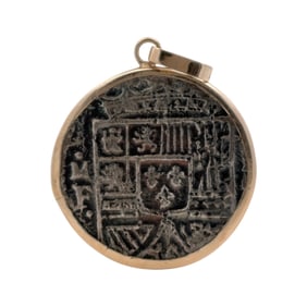 Cross Coin Pendant in 14K Yellow Gold