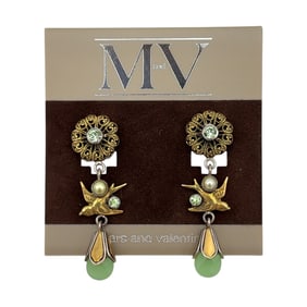 Mars and Valentine Swallows Dangle Earrings in Base Metal