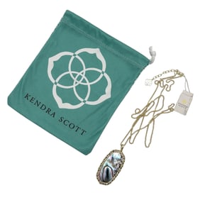 Designer Kendra Scott Abalone Shell Pendant Necklace in Gold Tone