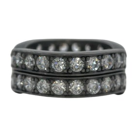 Freida Rothman Set of 2 Stacking Ring with Cubic Zirconia in Sterling Silver