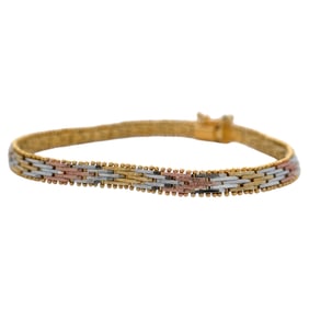Italian Tri-Tone Sterling Silver Riccio Bracelet