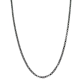 Italian Black Rhodium Link Chain Necklace in Sterling Silver