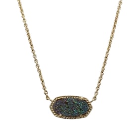 Designer Kendra Scott Faux Druzy Necklace in Gold Tone