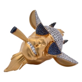 Diamond and Sapphire Camel Brooch in 14K Yellow Gold