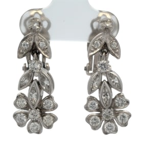 1940s Diamond Dangle Earrings and 14K White Gold