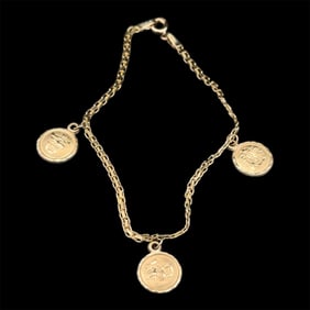 Circa 1990s Chinese Character Charm Bracelet in 10K Yellow Gold