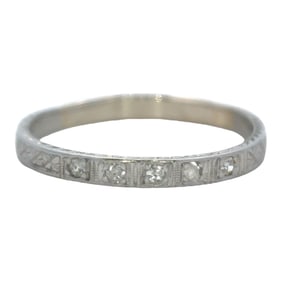 Circa 1920s Five Stone Diamond Art Deco Wedding Band in Platinum