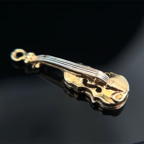 1950s Violin Charm/Pendant 14K Yellow Gold