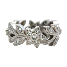 Diamond Floral Eternity Band Ring in 14K White Gold