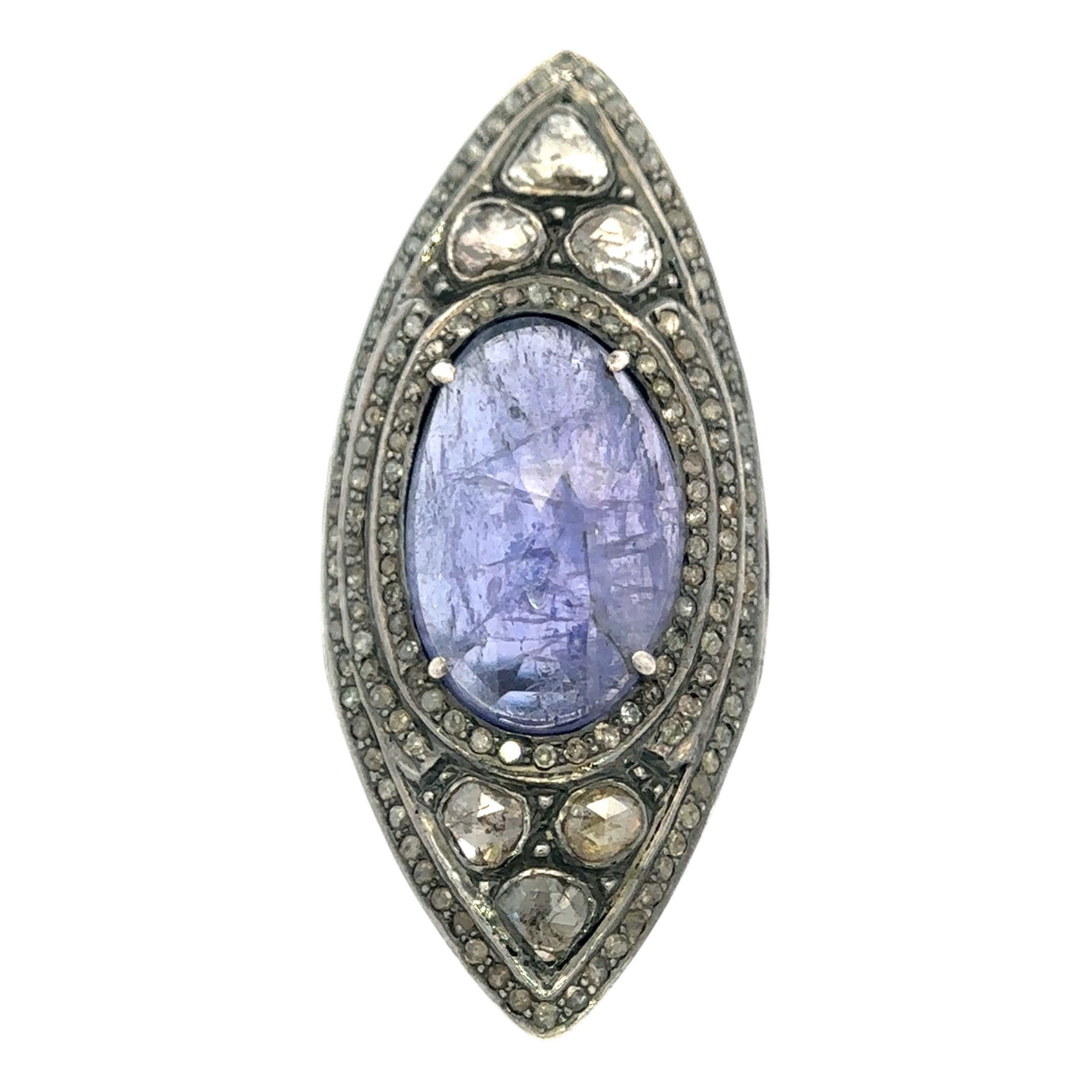 Faceted Rough Tanzanite and Diamond Cocktail Ring in Sterling Silver (1 of 6)