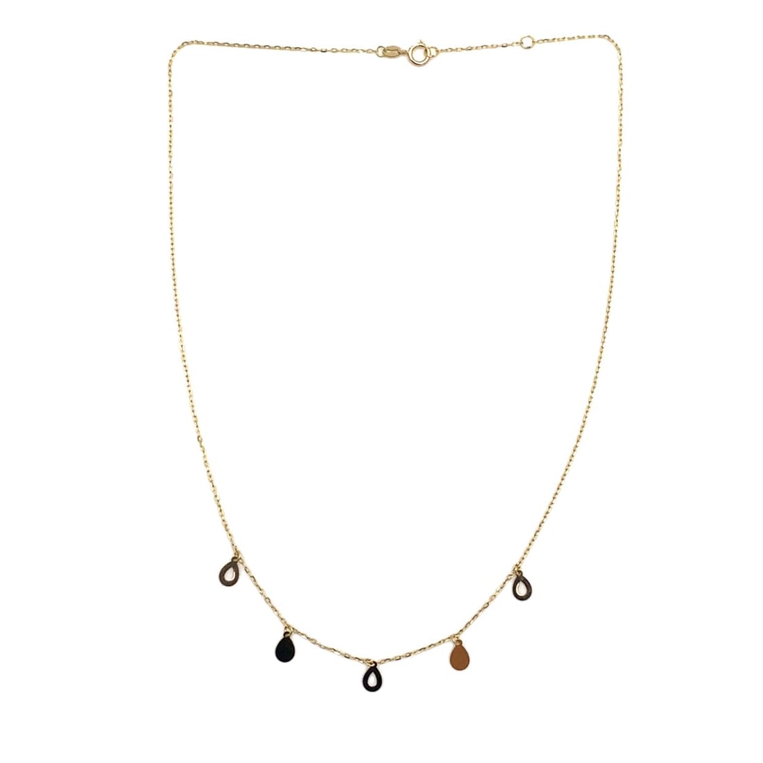 18K Yellow Gold Small Drops Fashion Necklace: Metal type: 18k yellow gold, Design: small drops fashion necklace, Measurement: 16" Length, Weight: 1.3 grams