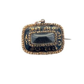 Victorian Mourning Hair Brooch/Pendant in 9K Yellow Gold
