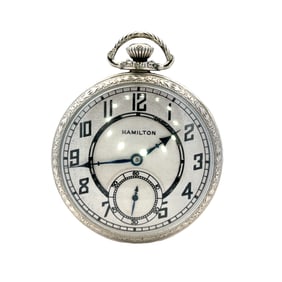 14K Gold Filled Art Deco Hamilton Pocket Watch