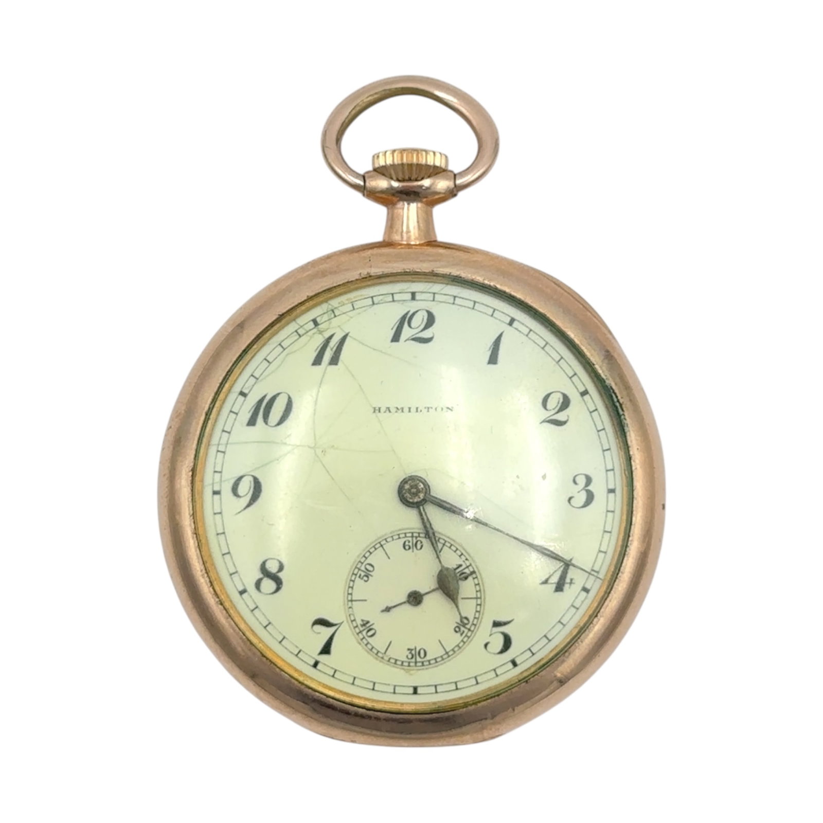 Hamilton Pocket Watch Gold Tone, Parts Only: Hamilton pocket watch gold tone, parts only, 47 mm case, Weight: 62.6 grams, Sold as is