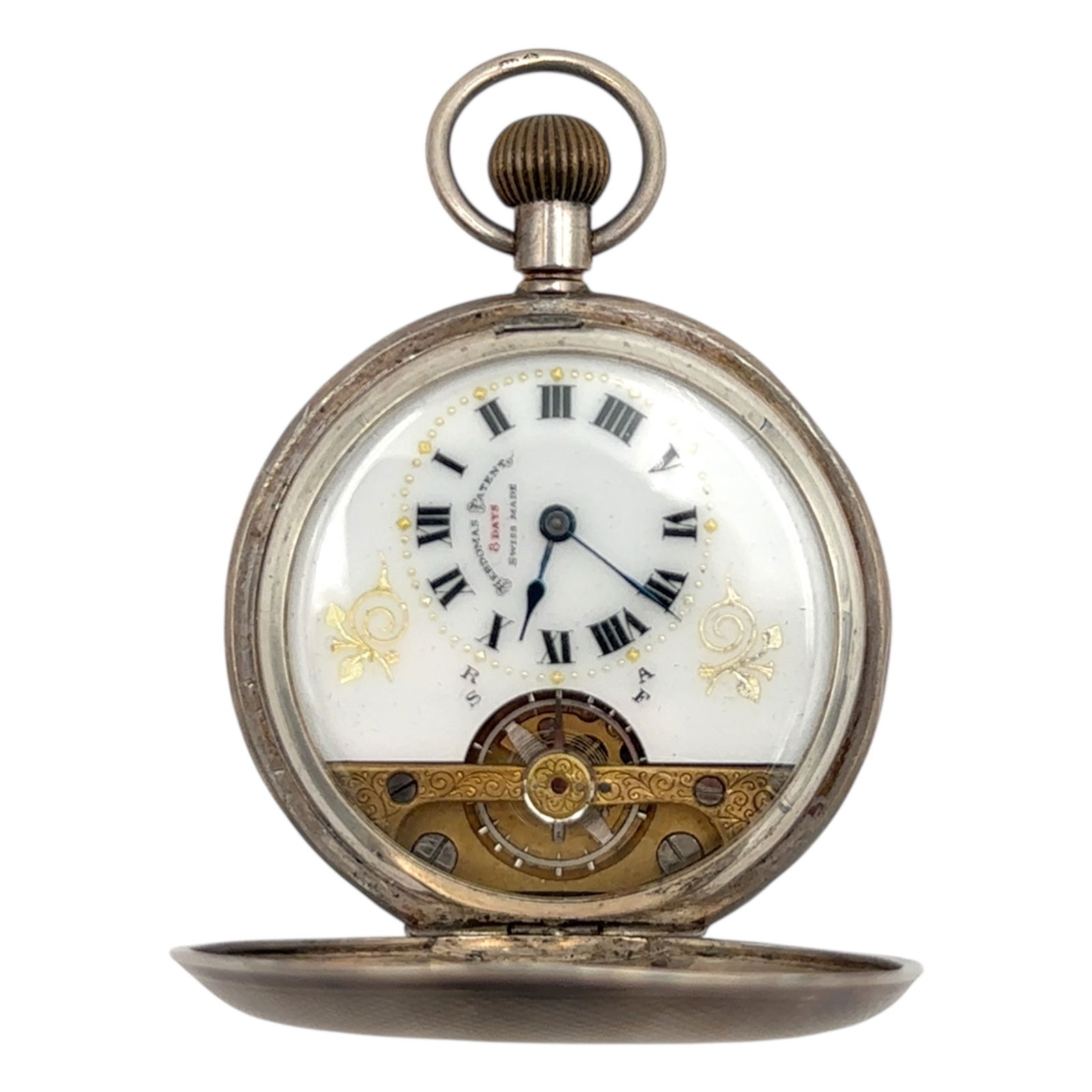 Hebdomas Patent 8 Days Antique Pocket Watch in Sterling Silver (1 of 7)