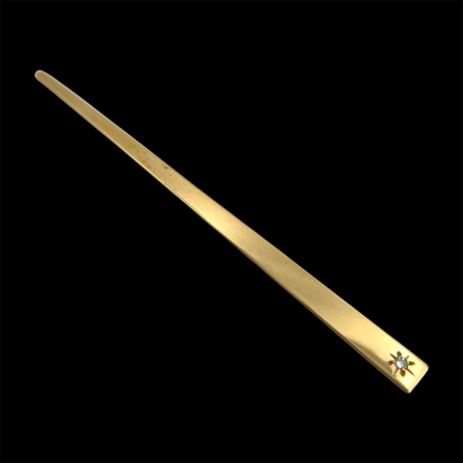 14K Yellow Gold Toothpick with Diamond: Metal type: 14k yellow gold, Gemstone: Diamond, Design: Toothpick, Measurement: 2.5" Length, Weight: 1.4 grams