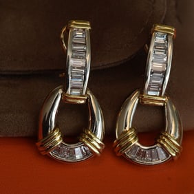 Diamond Dangle Earrings in 18K Two-Tone Gold