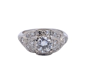 Old European Cut Diamond Engagement Ring in Platinum