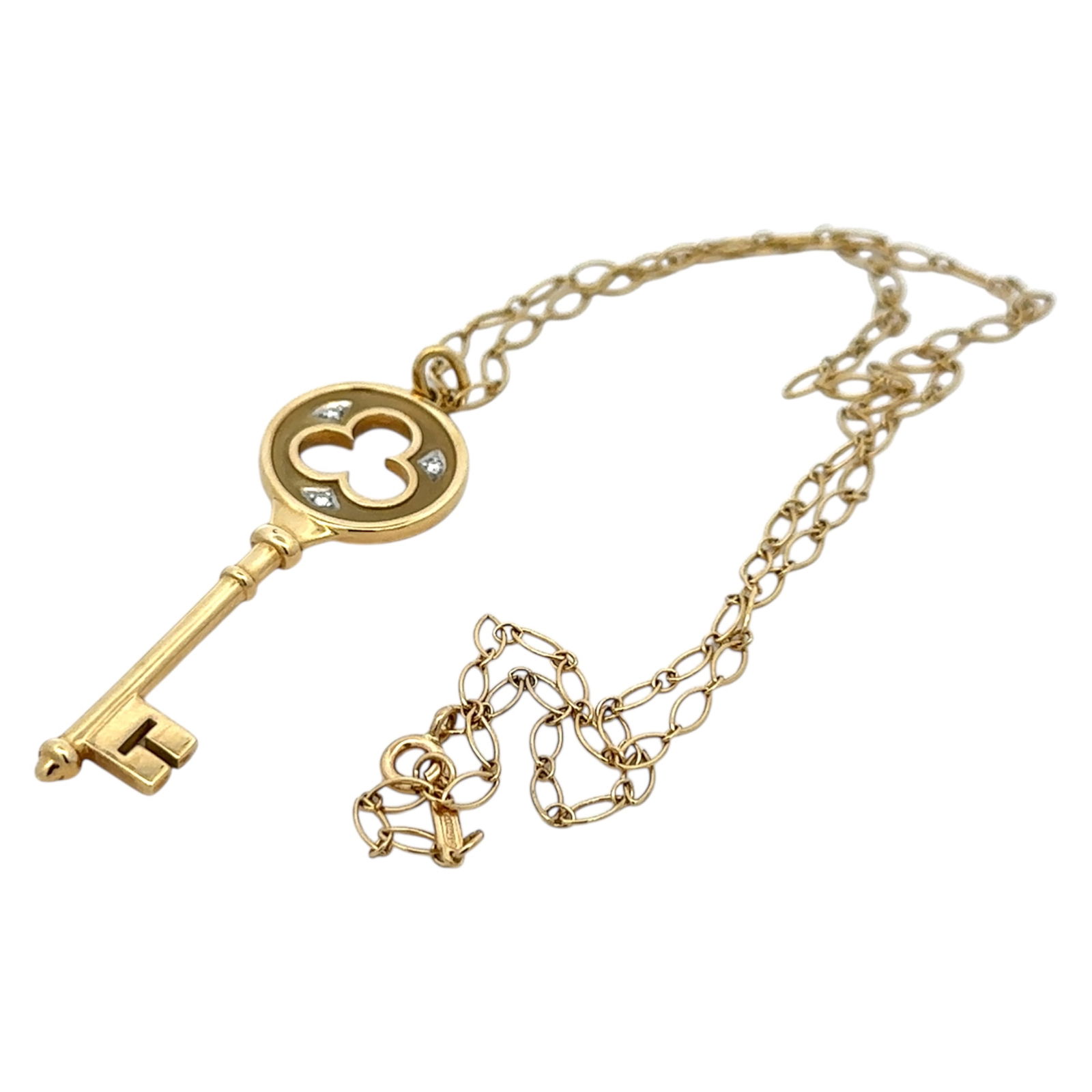 Tiffany & Co. Key Pendant With Diamond and Chain in 18K Yellow Gold (1 of 8)