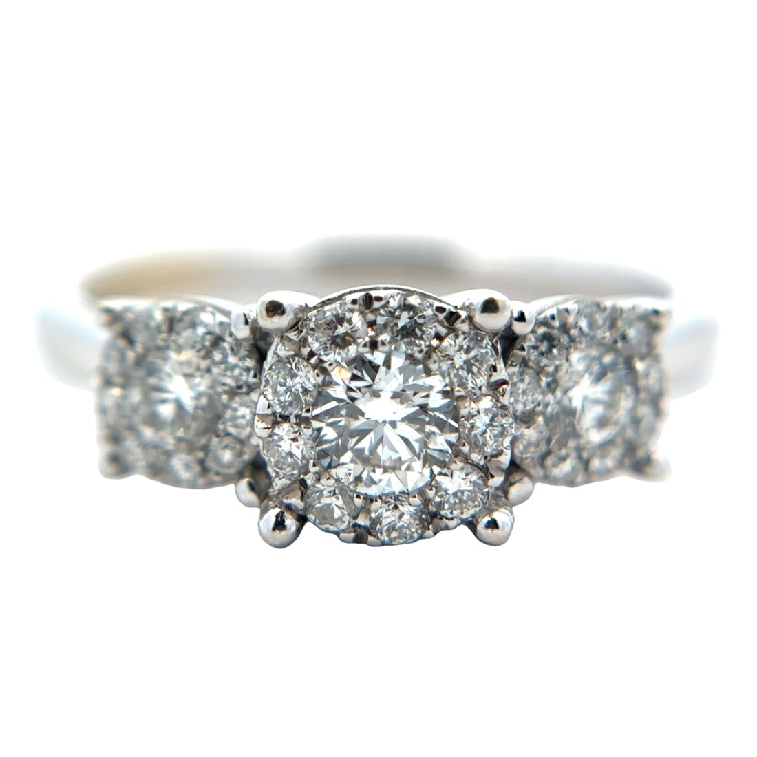 0.55ctw Diamond Cluster Engagement Ring, 18K White Gold (1 of 6)