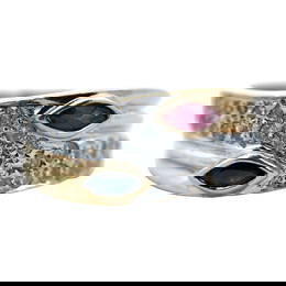 Ruby, Sapphire and Diamond Ring in 14K Yellow Gold