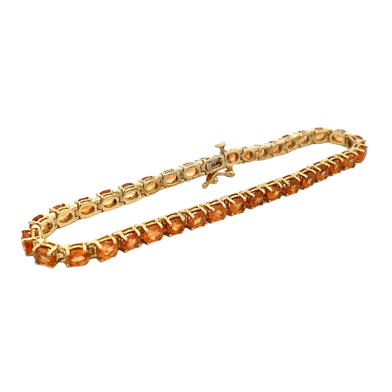 22.0CTW Orange Garnet Tennis Bracelet, 14K Gold (1 of 4)