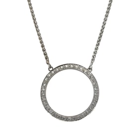 Circle Diamond Pendant Necklace in 14K White Gold