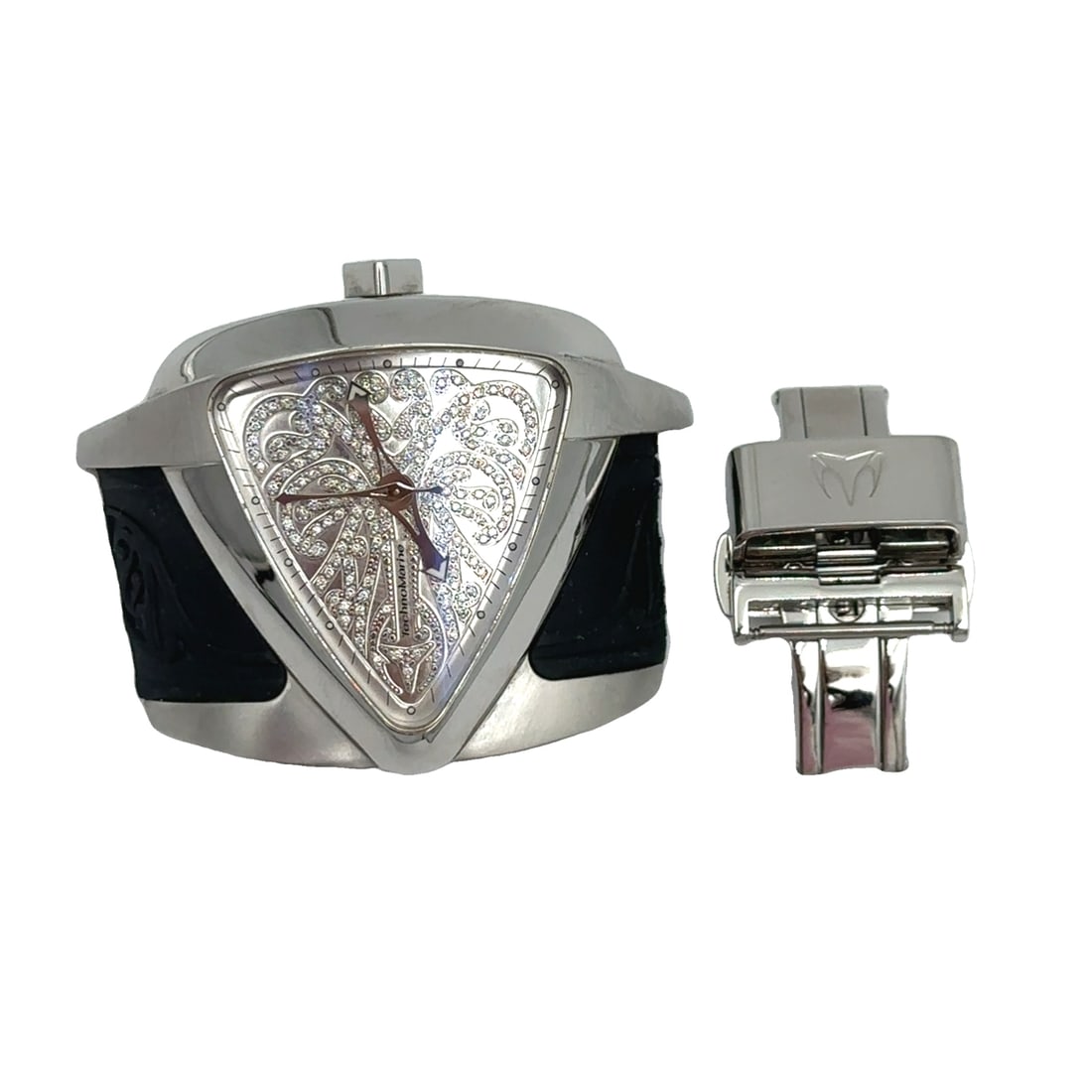 TechnoMarine Maori Design with Diamond Only Watch and Buckle: TechnoMarine Maori design with diamond only watch and buckle, case size: 48mm including crown, may need battery, band not included, sold as is, Weight: 118.1 grams
