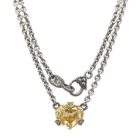 1990s Judith Ripka Topaz and Diamond Sterling Silver Necklace