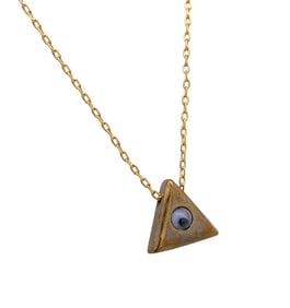 Catbird Evil Eye Triangle Pendant Necklace in Gold Tone