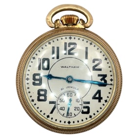 Waltham 21 Jewels 16-A Lever Set Pocket Watch in 10K Rolled Gold Plate