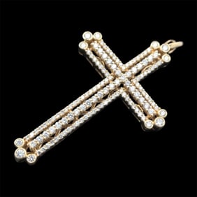 Diamond Cross Pendant in 14K Yellow Gold